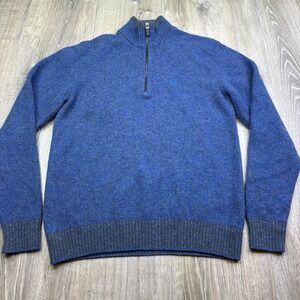 Etro Mens Blue Mock Neck Long Sleeve 1/4 Zip Knitted Pullover Sweater Size S